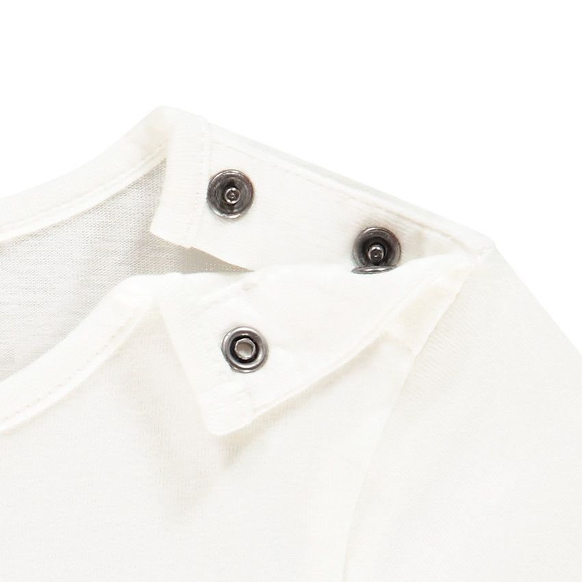 T-shirt manches longues en coton à message pour bébé fille - Ecru