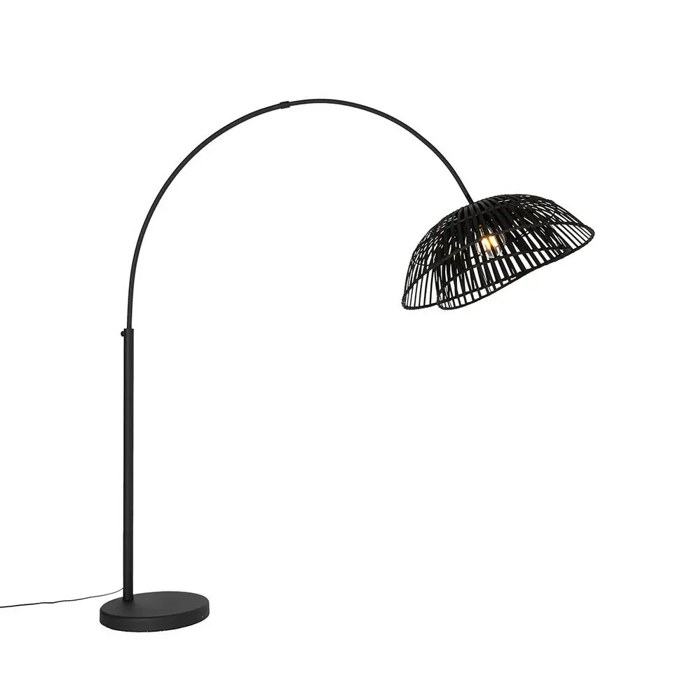 Qazqa booglampen pua zwart e27