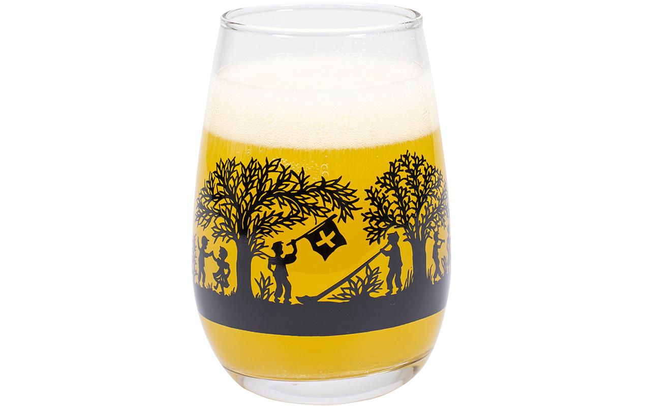 Trinkglas Bergchilbi 400 ml, 1 Stück, Schwarz/TransparentGlas mit Motiv