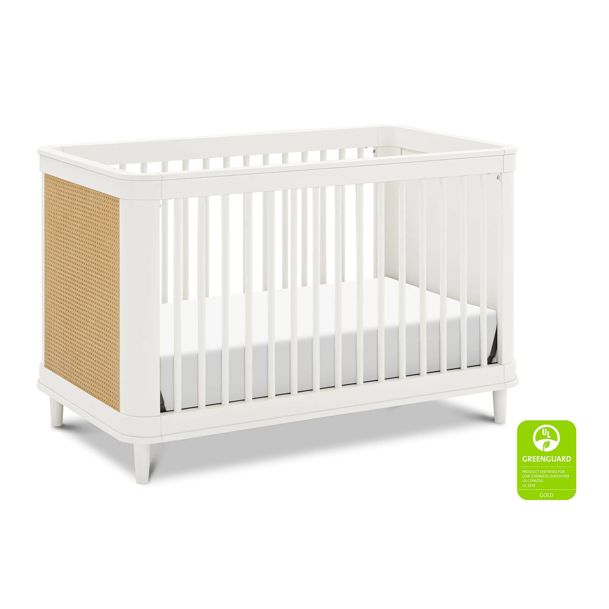 DaVinci Couchette Convertible 3-en-1 Marin - Blanc Chaud et Rotin