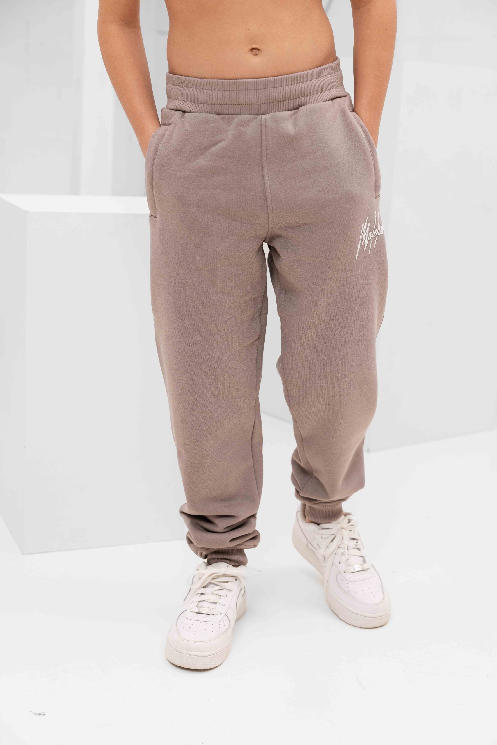 Malelions Striped Signature Broek Kids Bruin