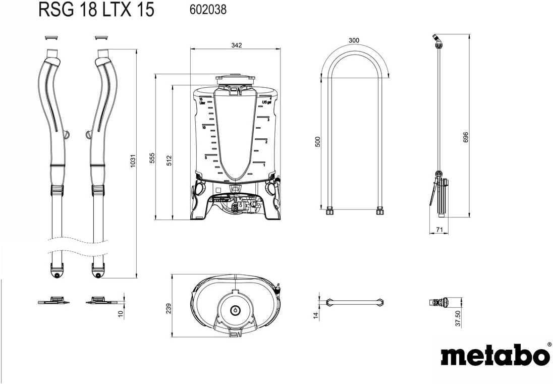 Akku-Rückensprühgerät RSG 18 LTX 15 (602038850) 15 L Akku Gartenspritze, Akku Drucksprüher ohne manuelles Pumpen