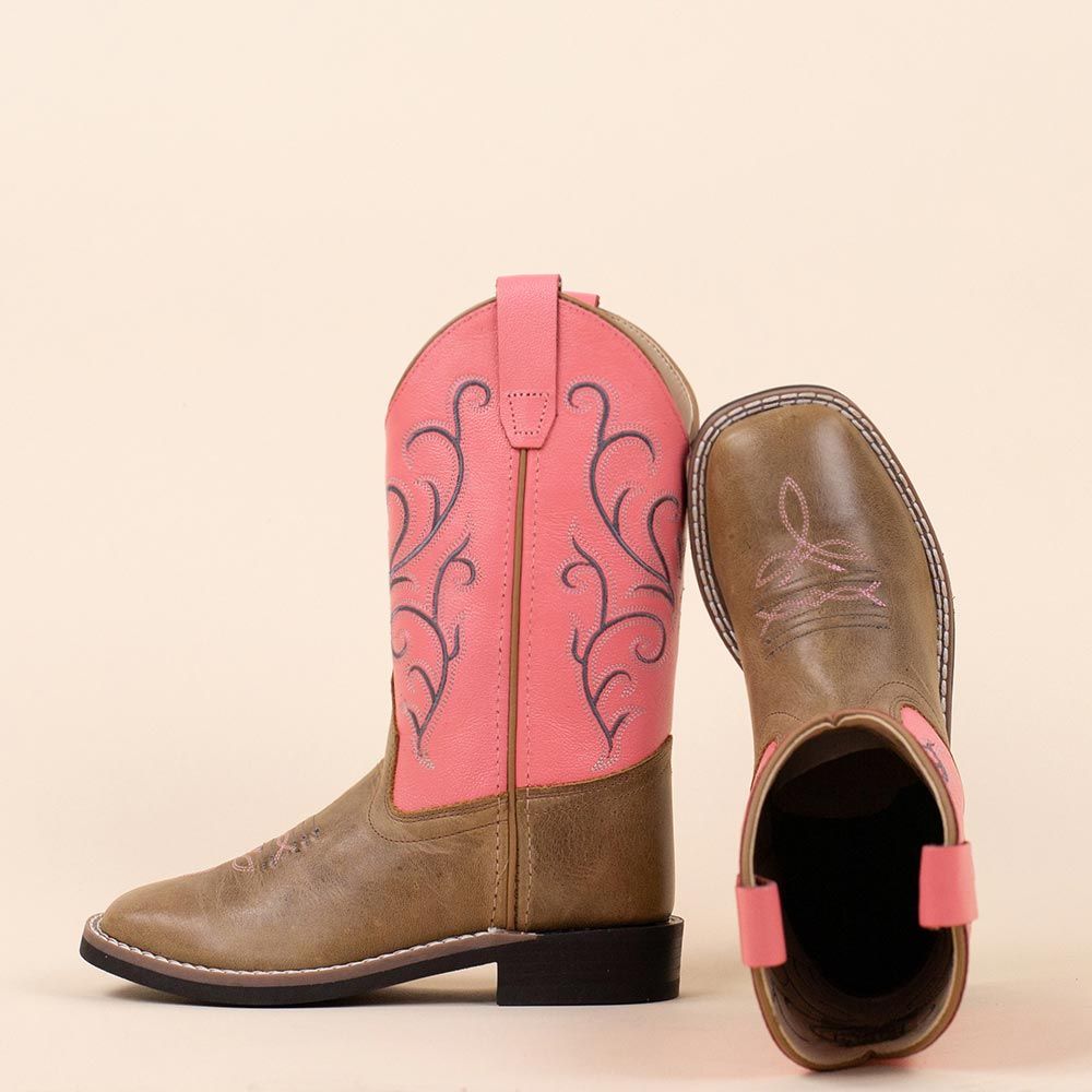 Old West BSC1869 cowboylaarsjes Roze - Bruin