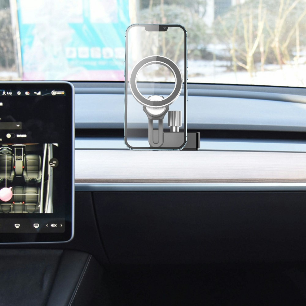 Magnetische Auto KFZ Smartphone Halterung für Tesla Model 3 / Model Y  - Schwarz / Silber