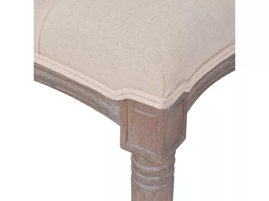 Banc Lin Bois massif 150 x 40 x 48 cm Blanc crème