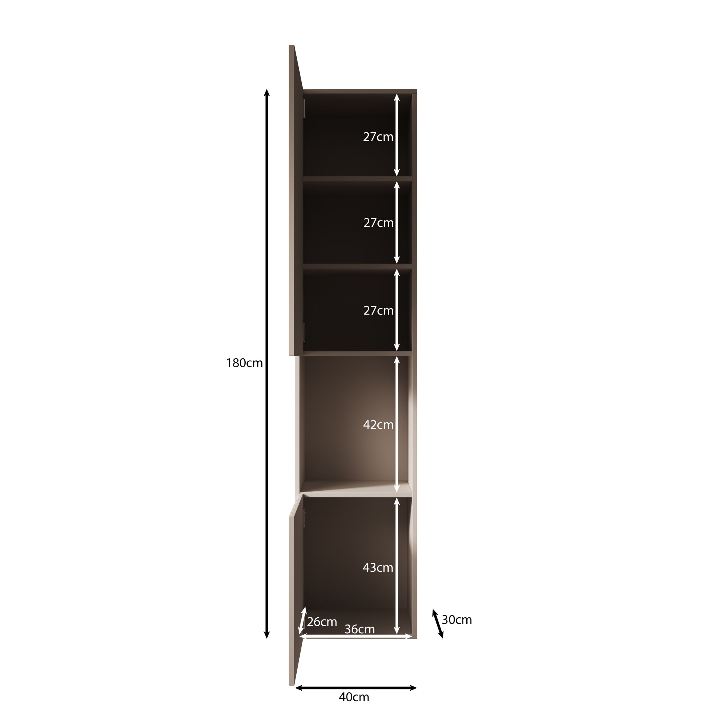 Meubella - Cruzar 2 - Vitrinekast - Zwart|Eiken - 40x30x180 cm