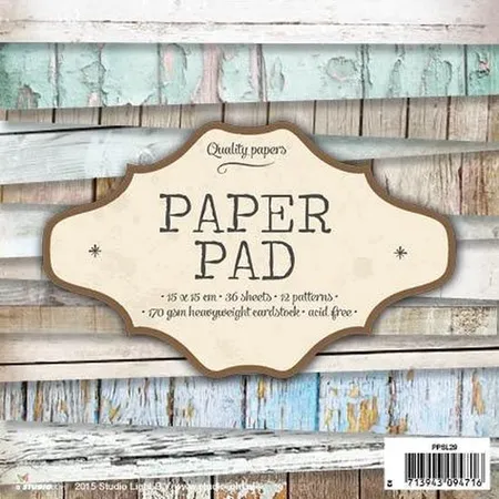 Markenlos Papierblock PPSL29 Holzstruktur 36Blatt/15x15cm/12 Motive