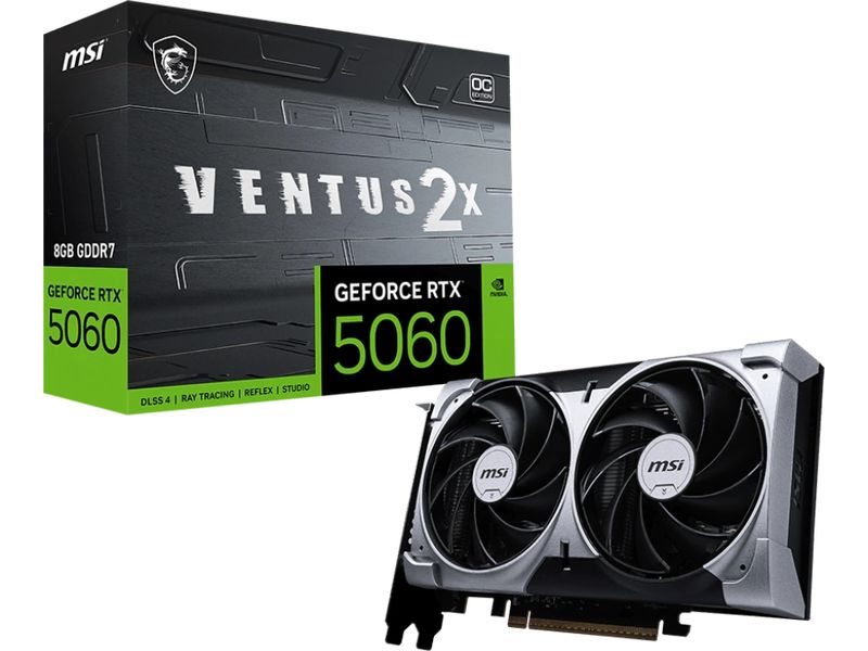 MSI Grafikkarte GeForce RTX 5060 8G VENTUS 2X OC MSI GeForce RTX 5060 8G VENTUS 2X OC NVIDIA 8 GB GDDR7