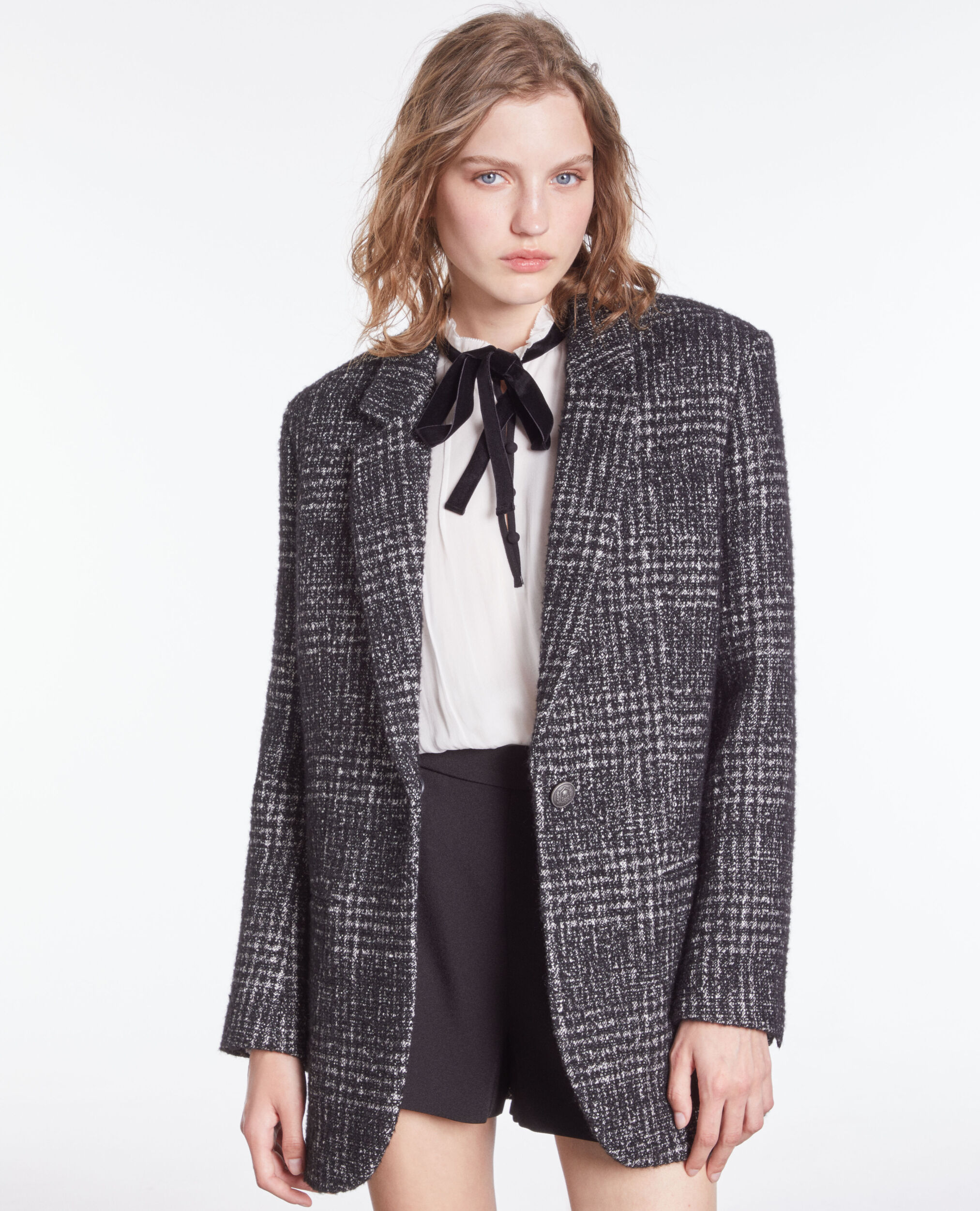 Blazer noir et blanc en tweed