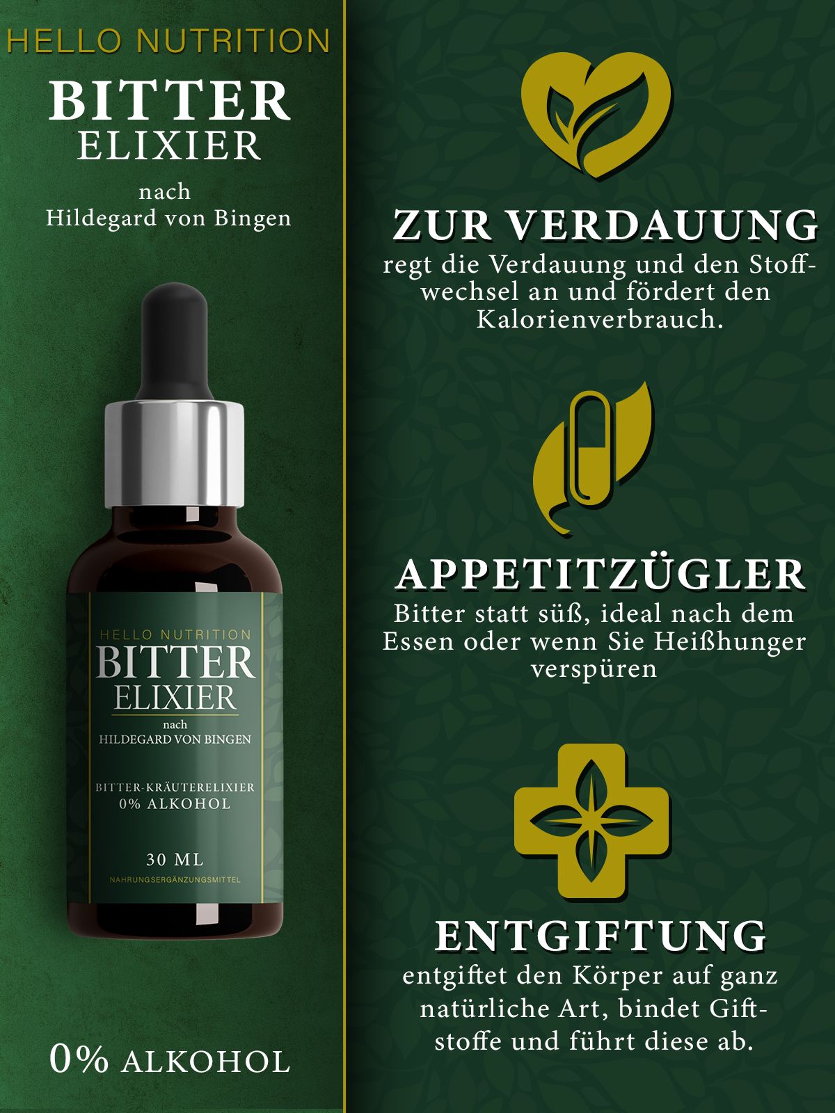 Hello Nutrition® | Bitter Elixier Tropfen | Hildegard von Bingen