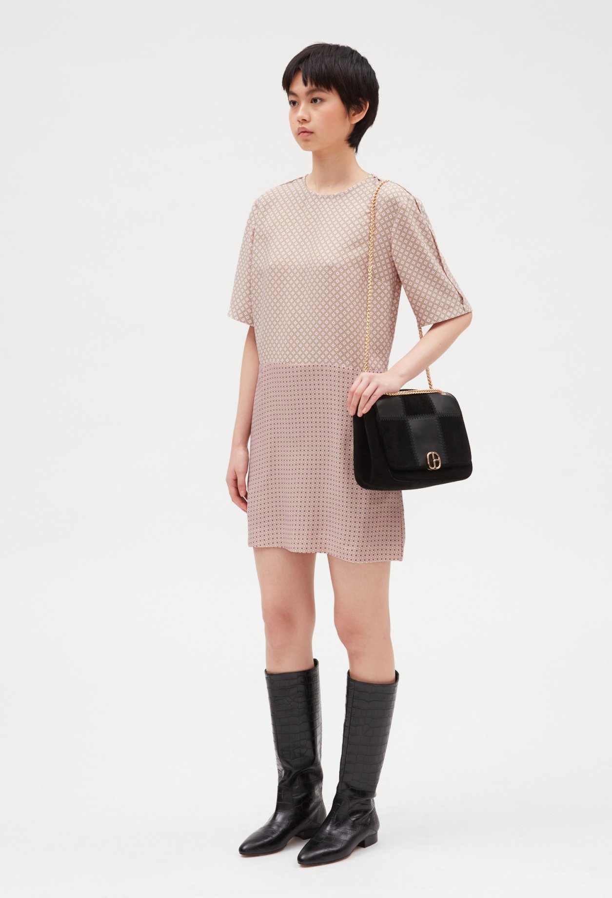 Robe courte imprimee rose