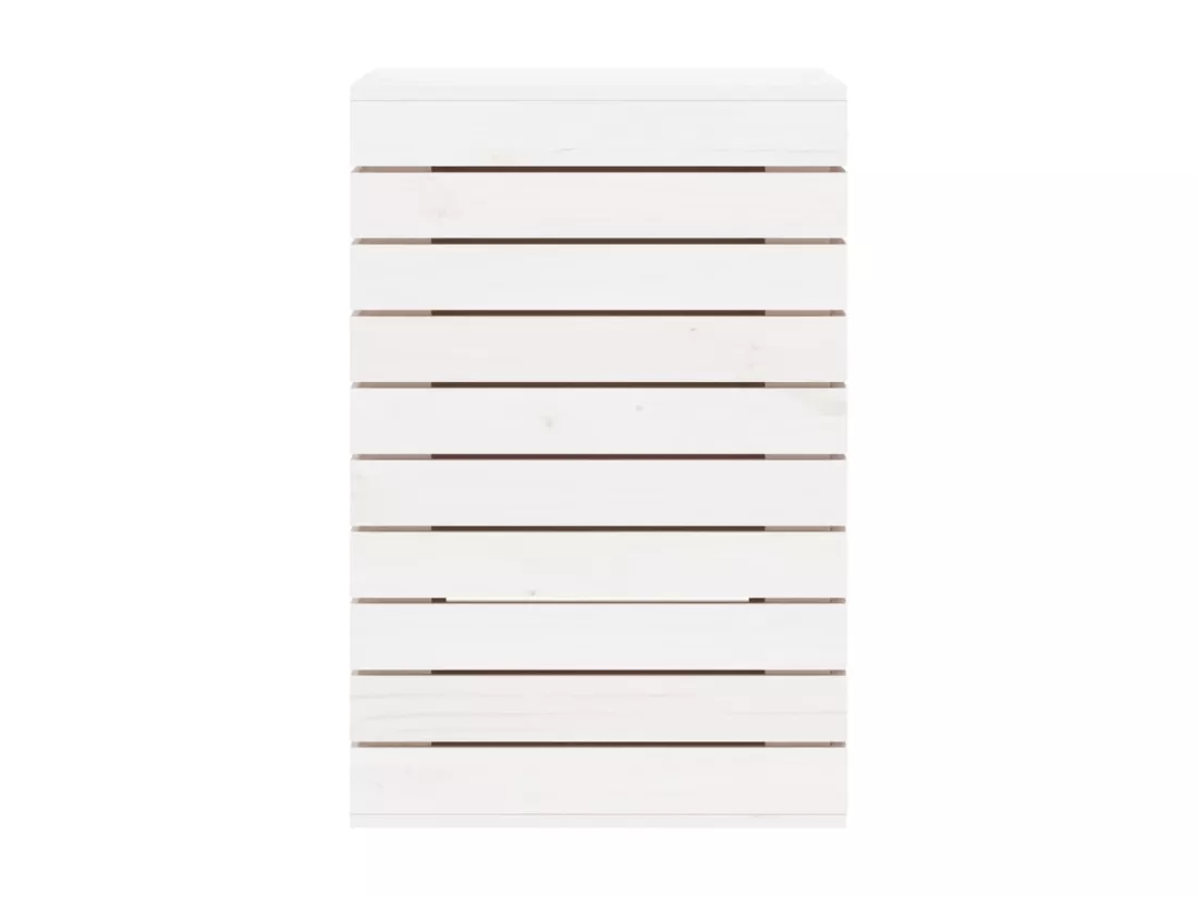 Panier à linge blanc 44x44x66 bois massif de pin
