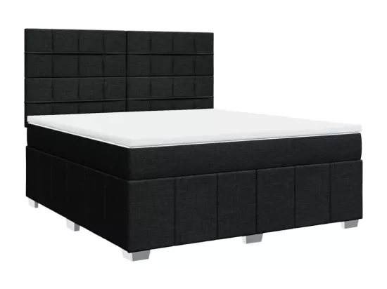 Sommier à lattes de lit avec matelas Noir 180x200 cm Tissu