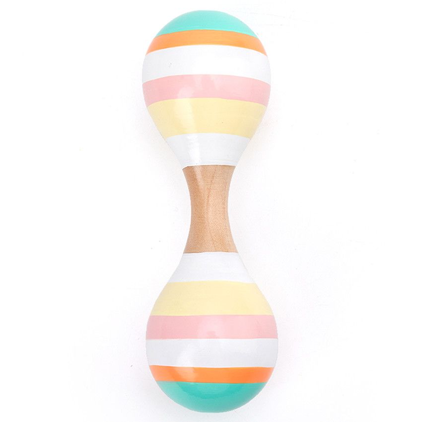 Petite maraca double en bois Crazy Colors - Ecru