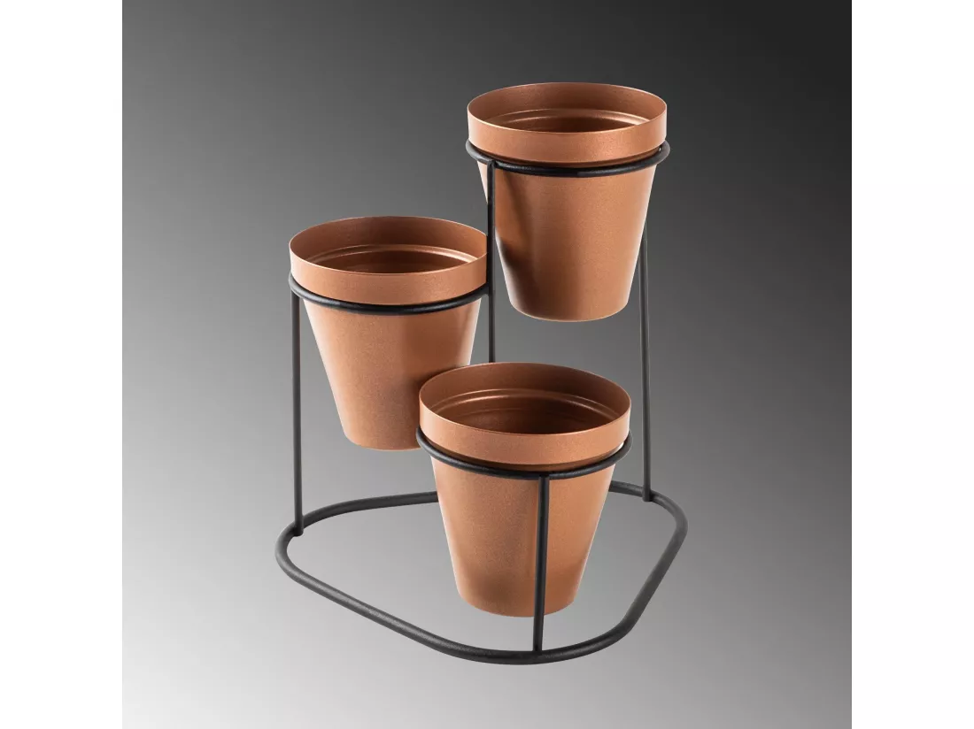 Porte pot Avilan L19xH20cm Métal Noir et Cuivre