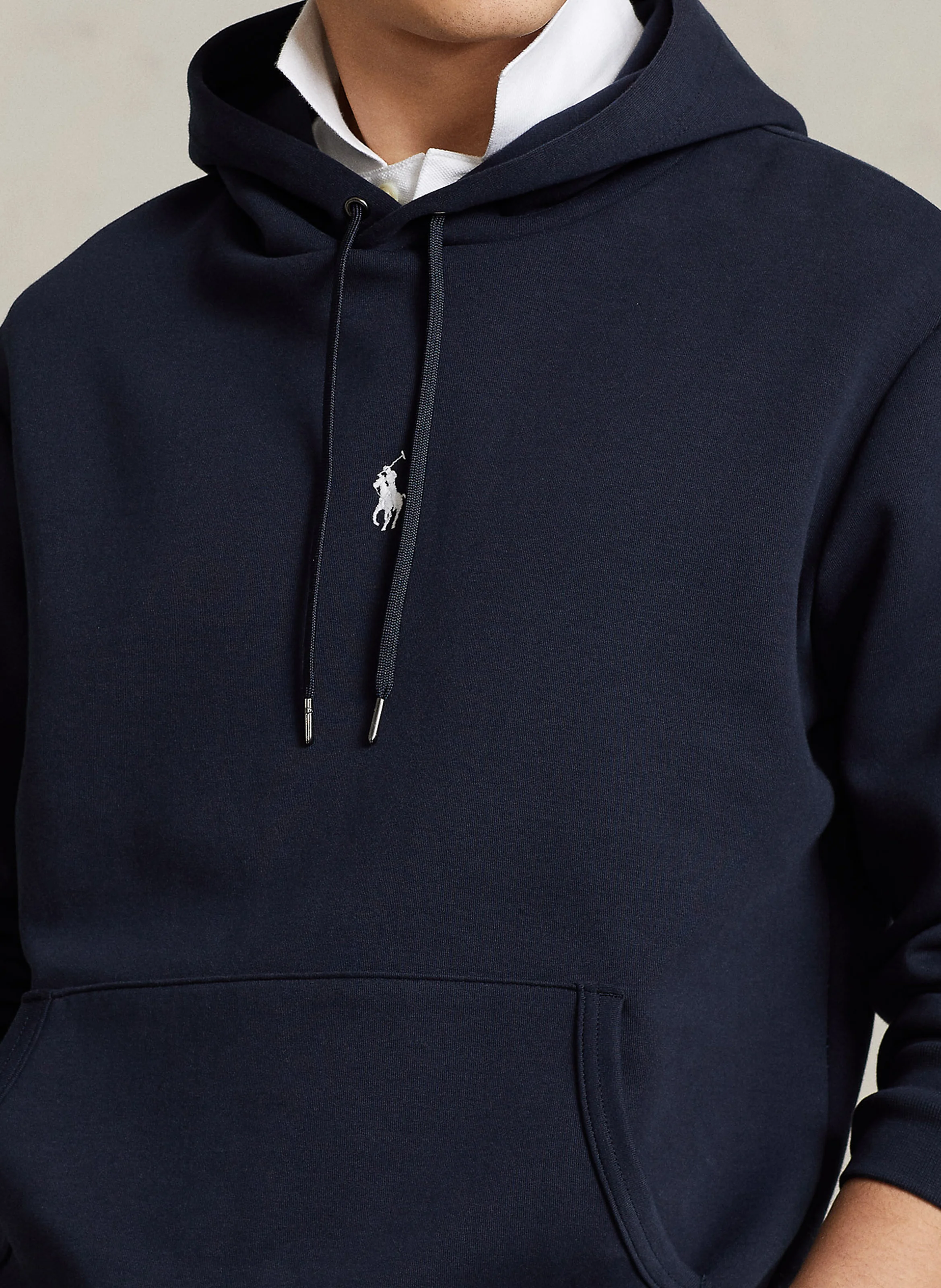 Sweat à capuche regular-fit brodé en coton mélangé | Bleu