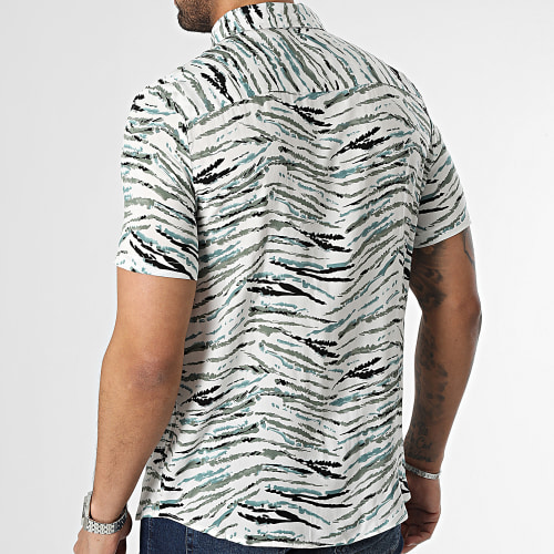 Chemise Manches Courtes Blanc Vert