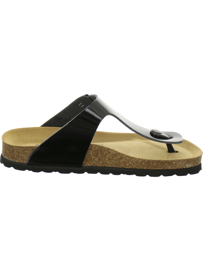 Zehensteg Sandalen Damen schwarz Lackleder