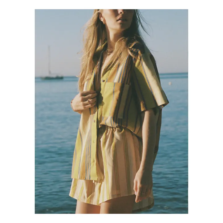Soleil Soleil Short Abbey Rayures Lin | Marron