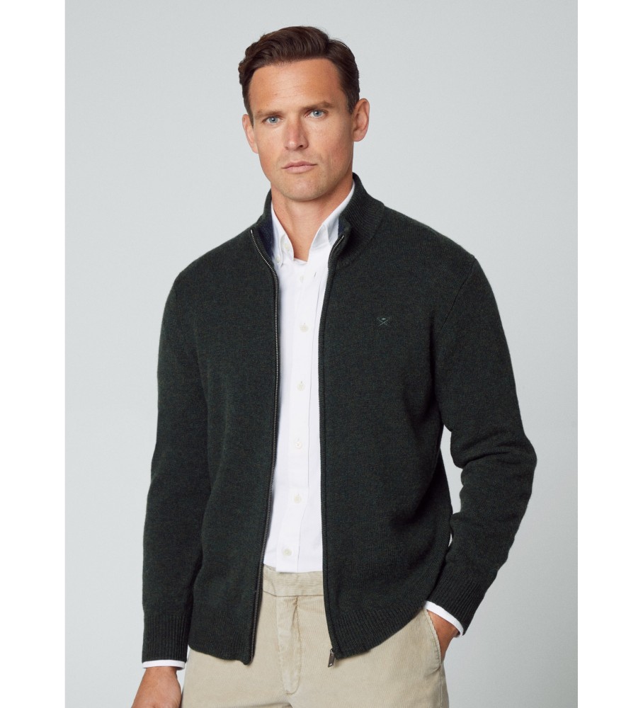 Suéter Hackett Navy Lambswool Fzip
