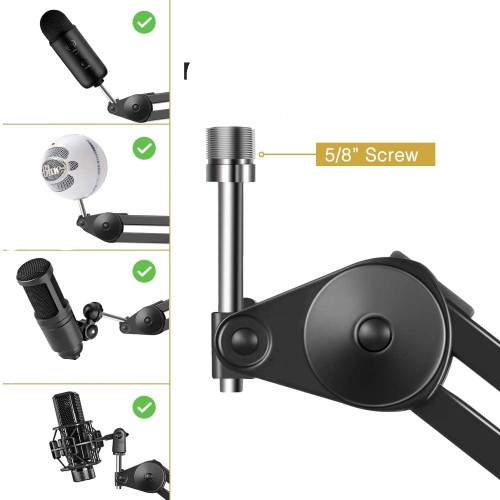 (70cm) Professionelle Studio Mikrofon NB-35 Scherenarm Halterung für Podcasts und Streams - Schwarz