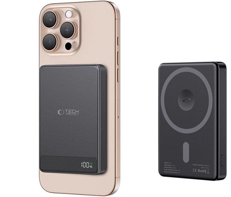 Tech-Protect - PB33 LifeMag - Powerbank - Zwart - 5000 mAh - 15 W