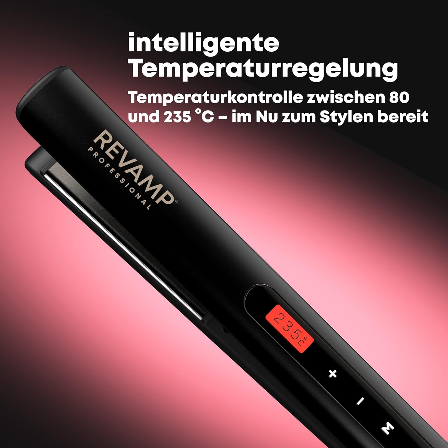 Revamp Progloss Touch Digital Keramik Glätteisen, für professionelles Glätten und Locken, mit optimaler Stylingtemperatur und Touch Temperaturkontrolle, 3m Kabel, mit Progloss Ölen angereichert