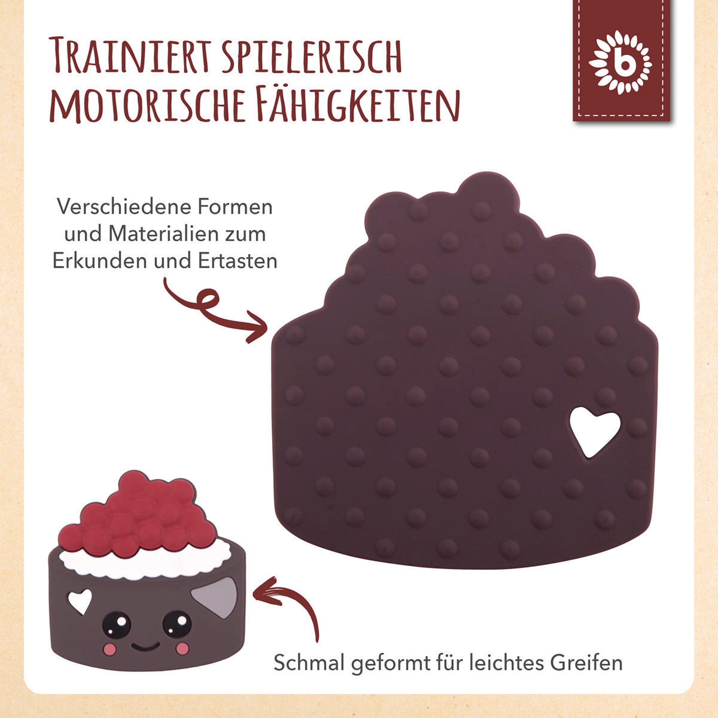 Bieco Beißring Silikon Torte - ab Geburt Braun