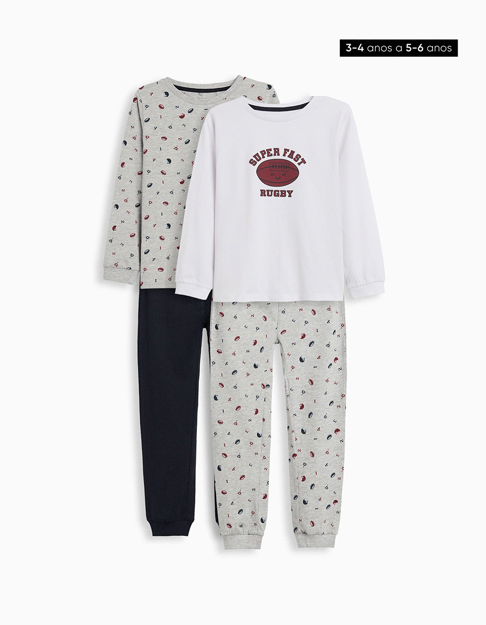 Pack 2 Pijamas de Manga Comprida, Menino, Multicor