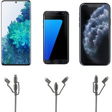 Câble 3en1 de charge & de données, Lightning/USB-C/