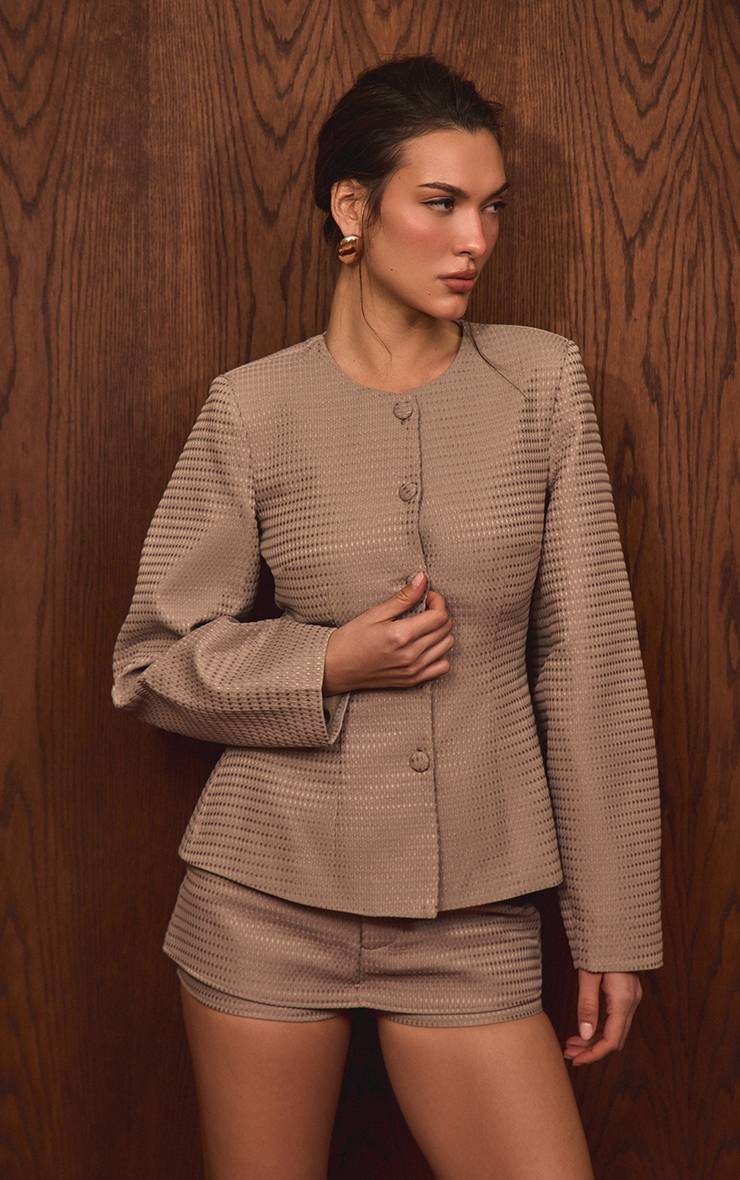 Champignon Ensemble Blazer Cintré À Taille Froncée Et Manches Cocon Avec Boutonnage