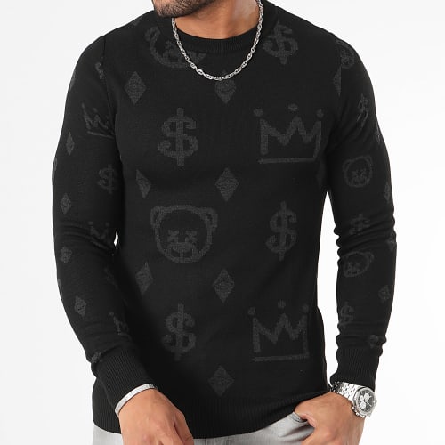 Pull Col Rond Maison De Couture 0013 Noir Gris Anthracite