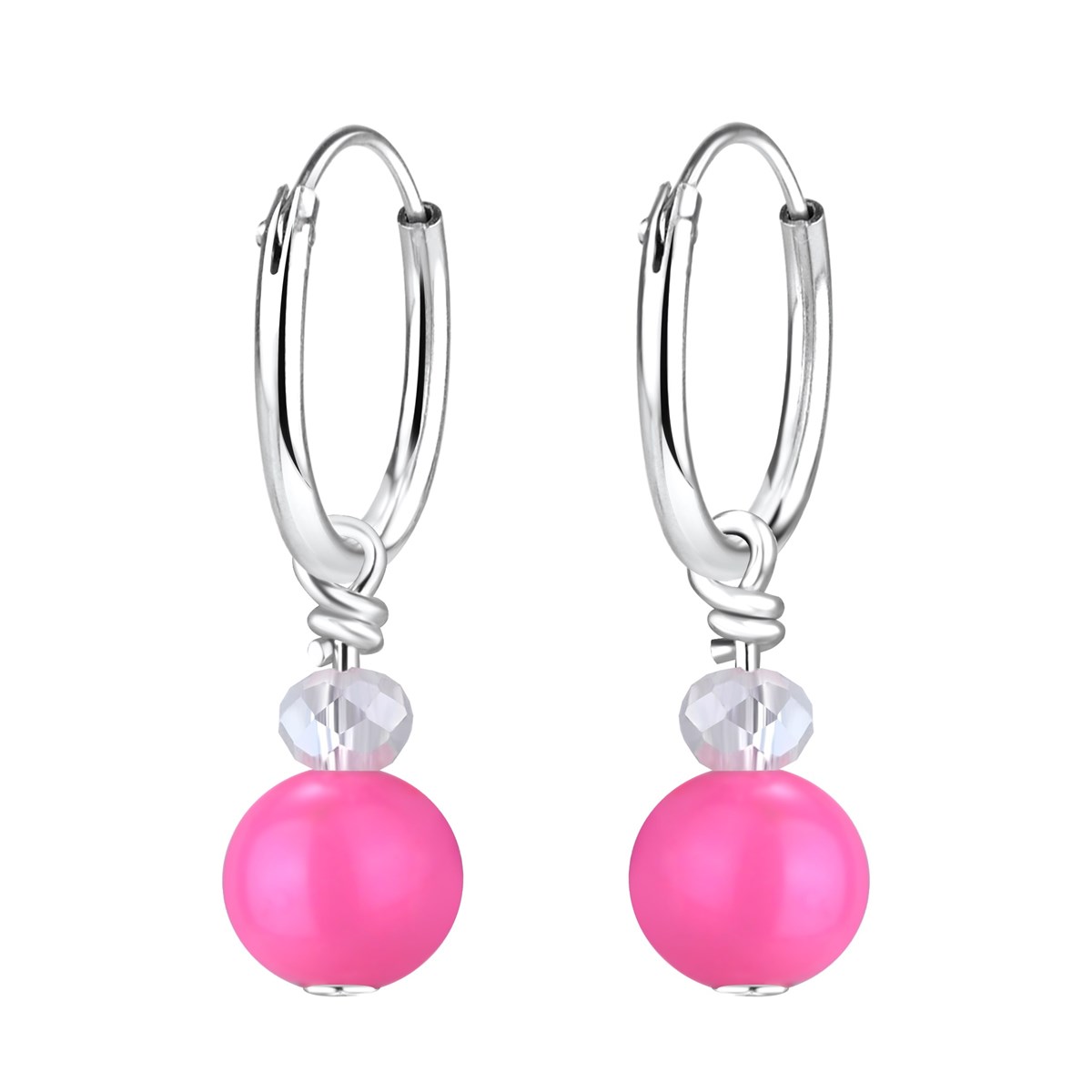Boucles d'oreilles enfant perle rose en argent 925