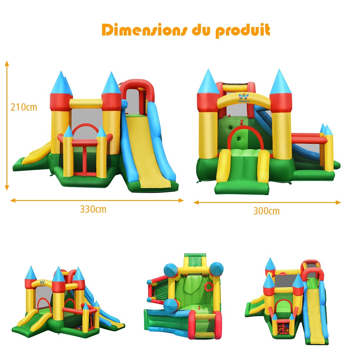 Château Gonflable avec Souffleur pour Enfants de 3 à 10 Ans avec Plusieurs Types de Jeu Différents 330 x 300 x 210 cm - Lidl-Manfred