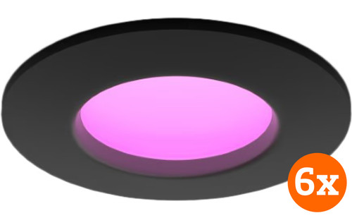 Philips Hue Inbouwspot Slim - White and color - 90mm - zwart - 6-pack
