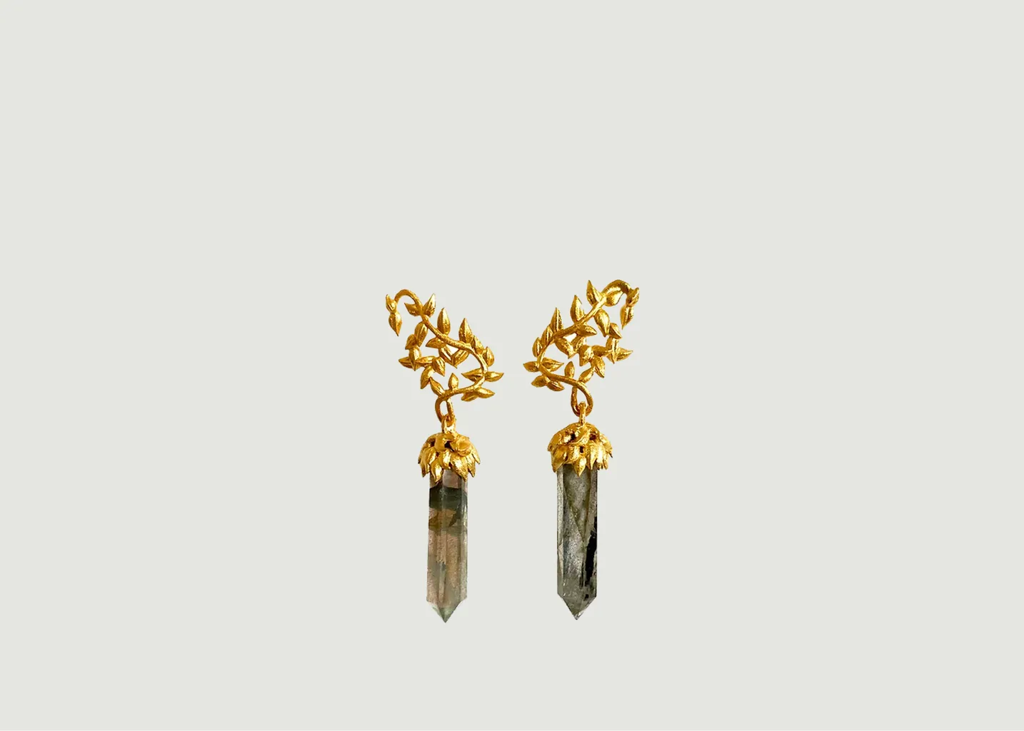Boucles d'oreilles plaqué or Pierres d'Arbre Labradorite An-nee