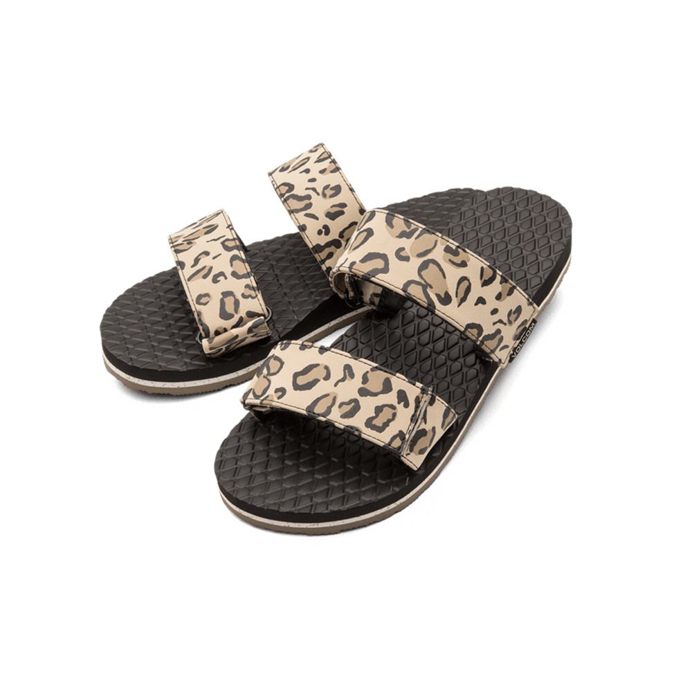 Volcom ECO RECLINER SLIDE - Sandales Femme leopard