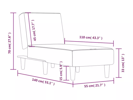 Prolenta Premium - Chaise longue gris foncé tissu