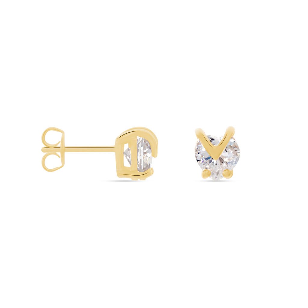 Boucles D'oreilles Puces Abelinia Plaqué Or Jaune Oxyde De Zirconium