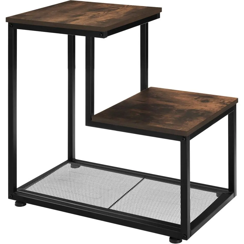 tectake Bijzettafel Halifax 60,5x35,5x60,5cm, Industrieel Hout Donker, Rustiek