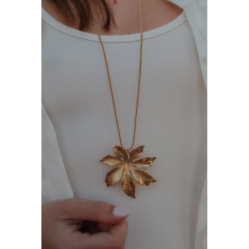 sautoir fleur plaqué argent - CHLORIS