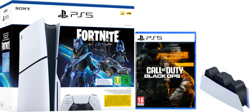 PlayStation 5 Slim Disc Edition + Fortnite Voucher + Black Ops 6 + Oplaadstation