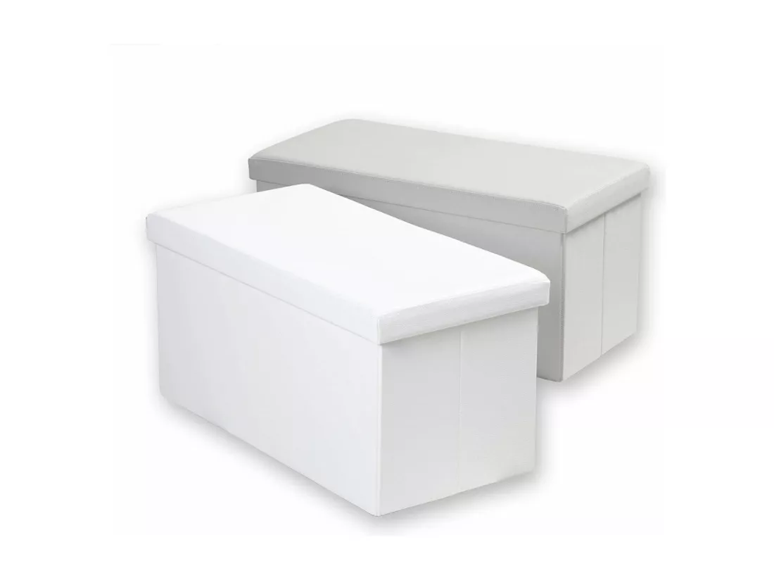 Banc de rangement pliable aspect cuir - 76 x 37,5 x 37,5 cm