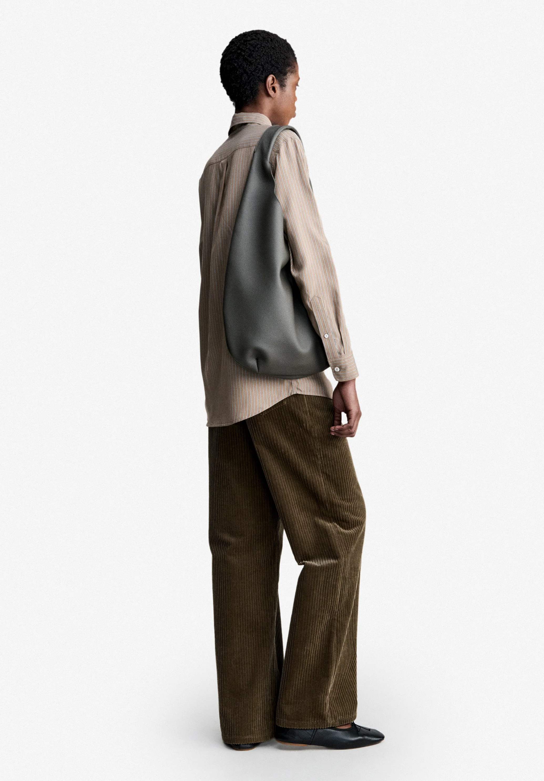Chemise fluide marron à rayures - Marron glace