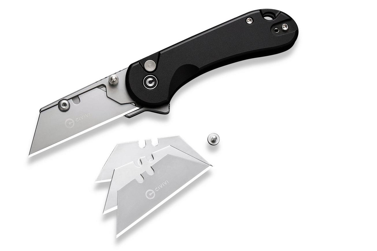 Civivi Elementum Utility C23039B-1 Black Aluminum, Stonewashed Blade Holder, Plain 6Cr Blade utility zakmes