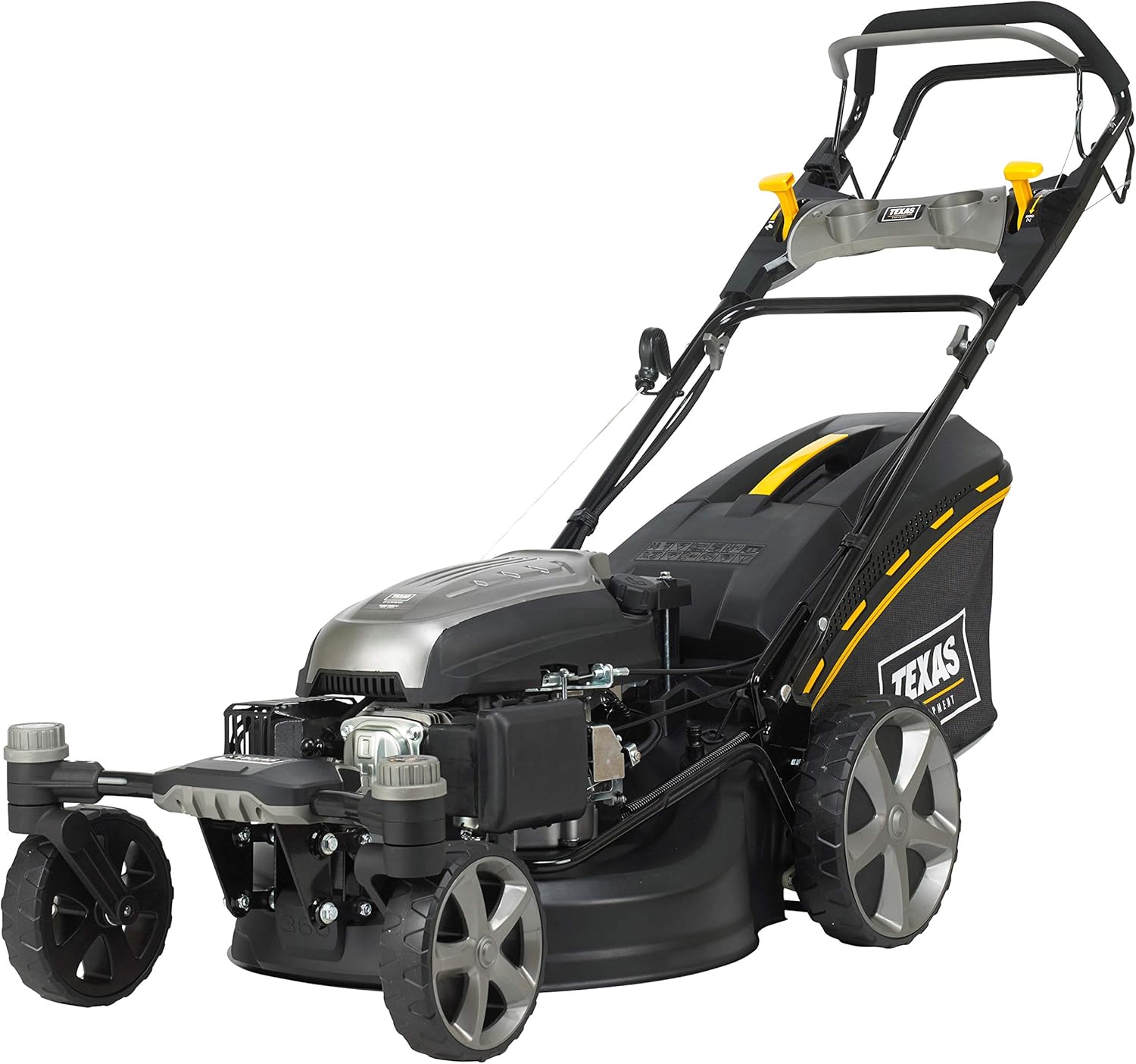 TEXAS Profi Rasenmäher Benzin mit Antrieb Radantrieb E-Start Hochgrasmäher ZT 5110TR/WE Zero Turn 3in1 schwenkbare Vorderachse | sehr wendig | 196cm³ | 4-Takt | 51cm | 4,9PS | 28-75mm | Mulchfunktion