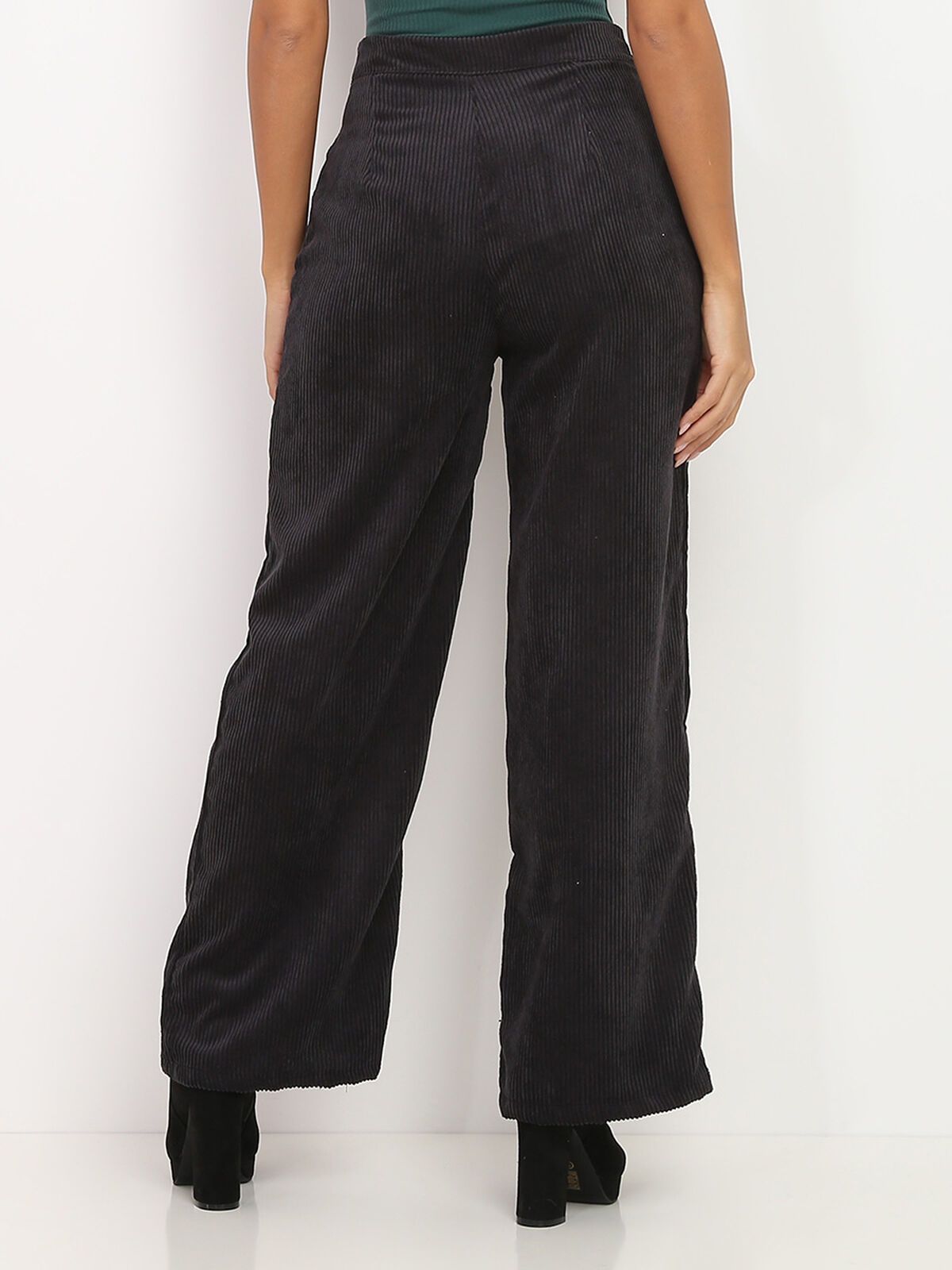 Pantalon large en velours côtelé- Noir