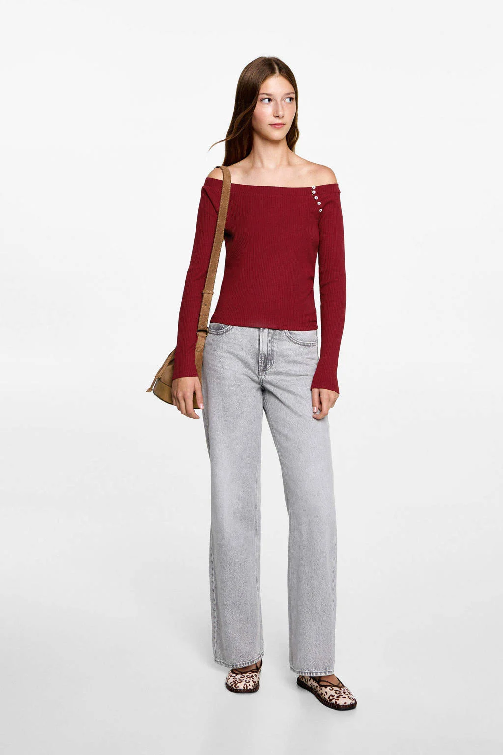 MANGO TEEN off shoulder top rood