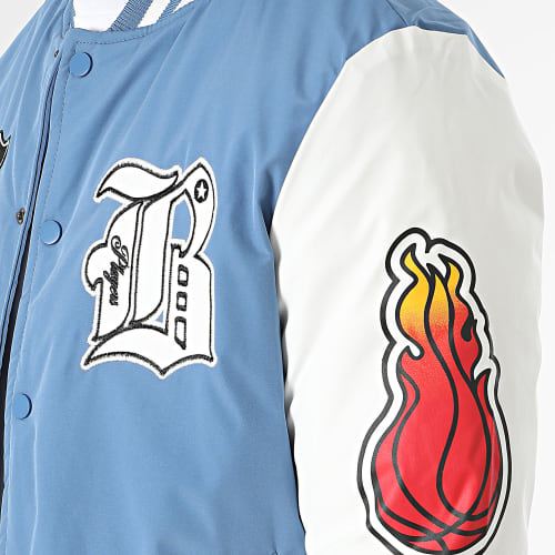 Veste Teddy Capuche Bleu Clair Blanc