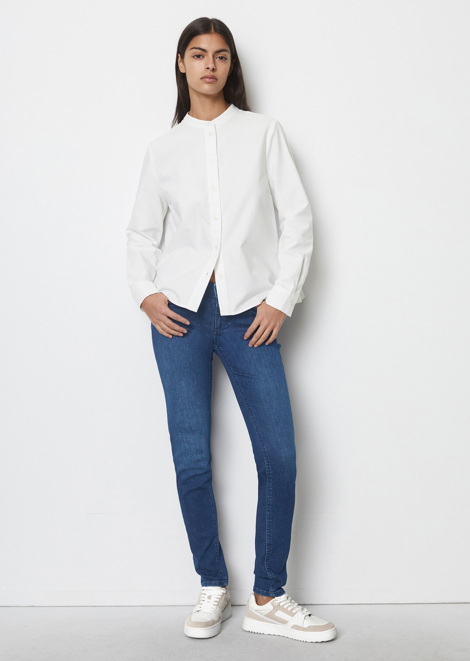 Bluse mit Falten-Detail regularaus Oxford-Qualität